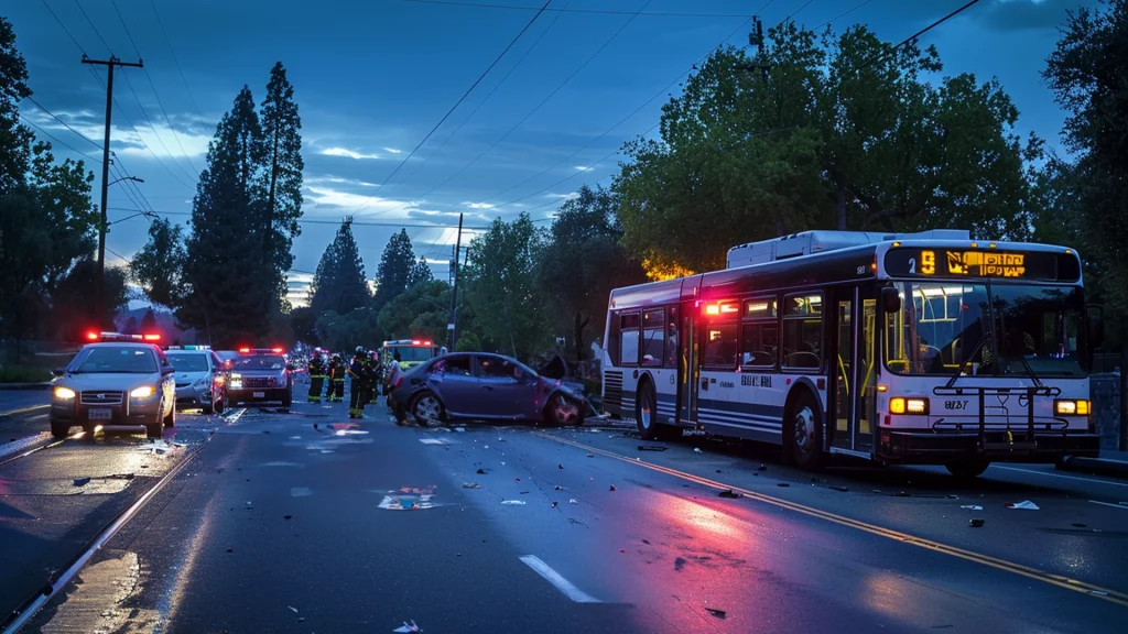 1 Person Hospitalized after a Bus a Sedan Collide near Chico