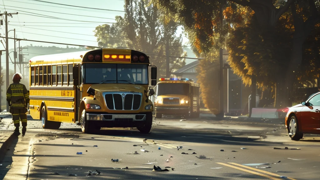 2 Injured after a Vehicle Collides with a School Bus in Redding