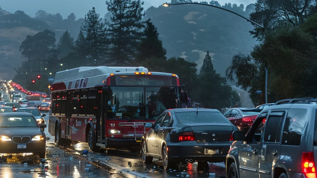 7 vehicles including an Express Bus Crash on Hwy 17 in Los Gatos