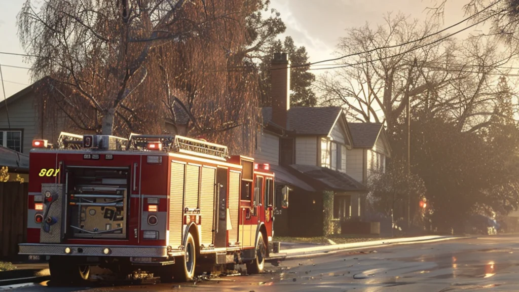 Fire Engine Hits a House after a Multi-Vehicle Crash in Stockton