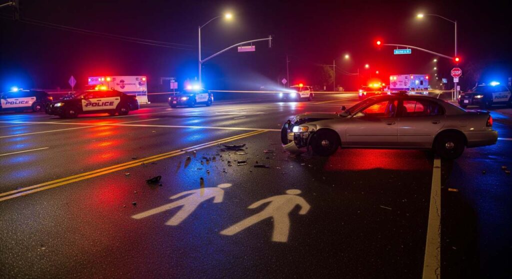 One pedestrian killed and another injured after being struck by a vehicle in Linda, California.