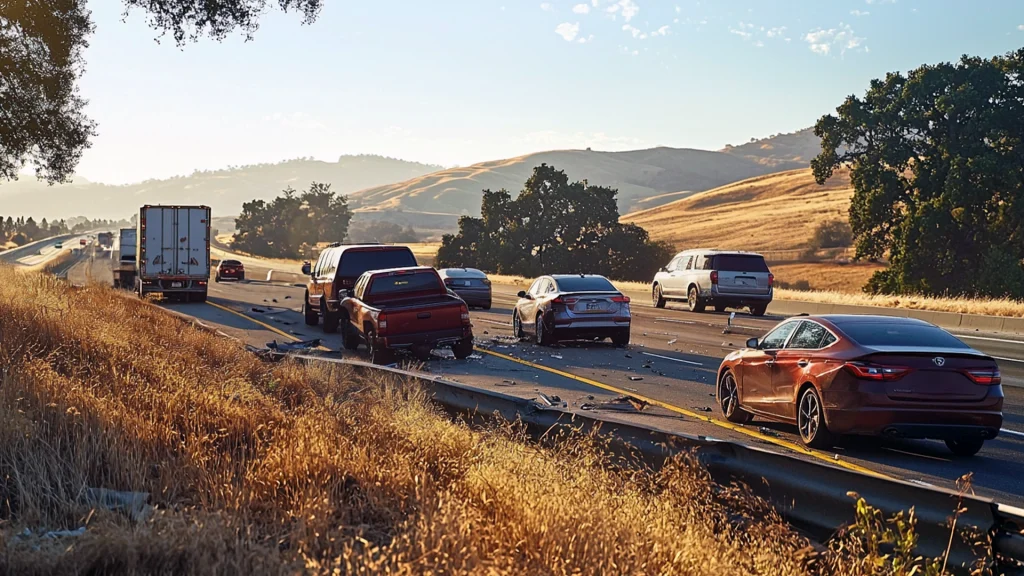 Multi-Vehicle Collision on Interstate 5 Near Woodland