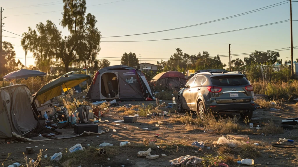 Stolen Kia Crashes into a Homeless Encampment in Fresno