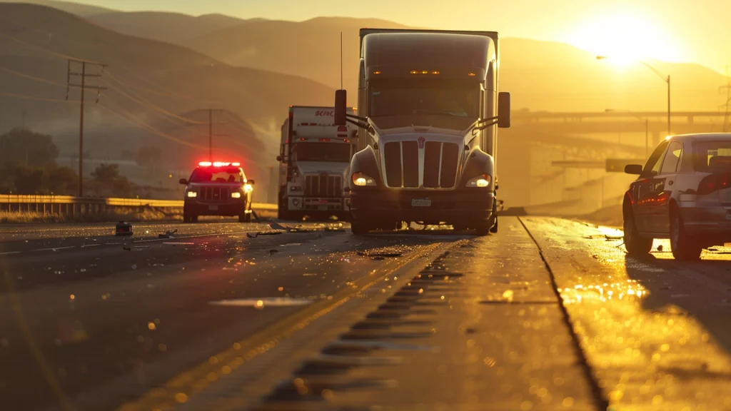 Two-Vehicle Accident Involving a Big Rig on I-80 in Newcastle