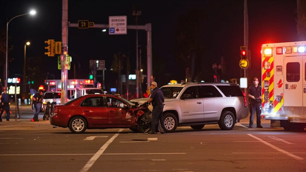 Crash scene at Sunrise Boulevard and Coloma Road in Rancho Cordova California