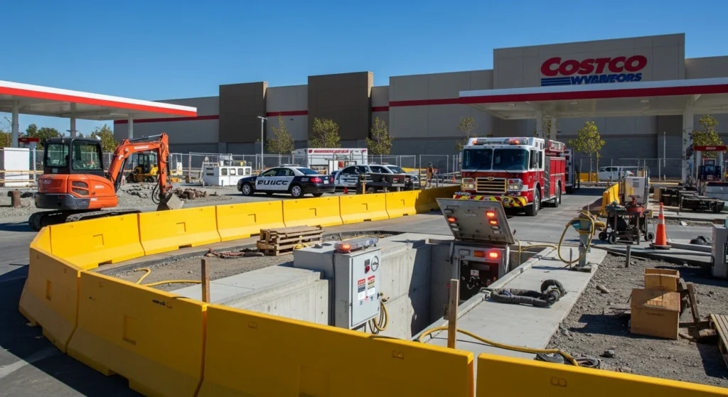 Construction worker death scene at Costco gas station site in Sacramento