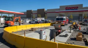 Construction worker death scene at Costco gas station site in Sacramento